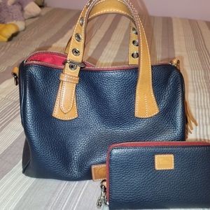 Matching Navy Blue Dooney & Bourke Barrel Purse and Wristlet Wallet
